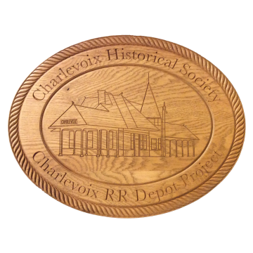 Charlevoix Railroad Depot Project Commemorative Plaque - Solid Old Oak from 103 State Street