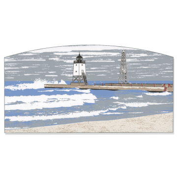 Charlevoix Lighthouse Collectible - Painted Wooden Desk Plaque