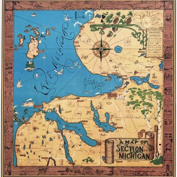 1934 Map of Little Traverse Region by Irene Harsha Young (Vintage Stock)