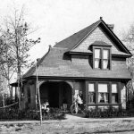 The residence of Will Hampton, editor of the Charlevoix Courier and bitter rival of the Sentinel’s Willard Smith. It was located at 307 Michigan Avenue, now the site of the Dunes Condominiums. Will, a crack bicycle racer and organizer of racing contests, appears on the bike with an infant son. A passionate lover of literature, he named one of his boys Victor Hugo Hampton. The Hamptons lived next door to the summer home of the Teasdale family of St. Louis, whose daughter Sara became one of America’s most prominent poets. Home of Will Hampton