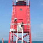 Painters with Mihm Enterprises put the finishing touches on the first new coat of paint in the summer of 2016. Photograph property of the Charlevoix Historical Society.