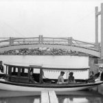 This structure was a wooden hinged pedestrian footbridge that spanned the gap in the revetment through which the Life-Saving boats were launched down a ramp and into the channel. This bridge lasted only about ten years. Pedestrain Footbridge