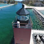Drone photo shortly before restoration work begins on the South Pier Lighthouse. Photo used with permission by Mihm Enterprises.